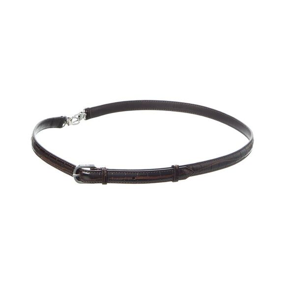 Toteme Double Clasp Croc-Embossed Leather Belt, Red